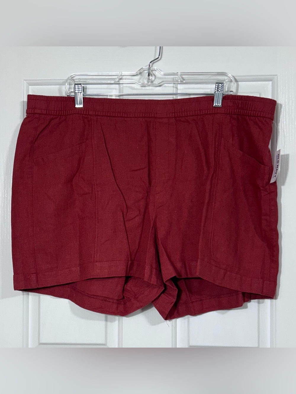 Old Navy Linen Blend High Rise Shorts Red XL NWT Casual Summer Comfort